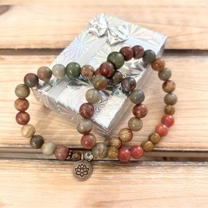 Gemstone stretch bracelet set